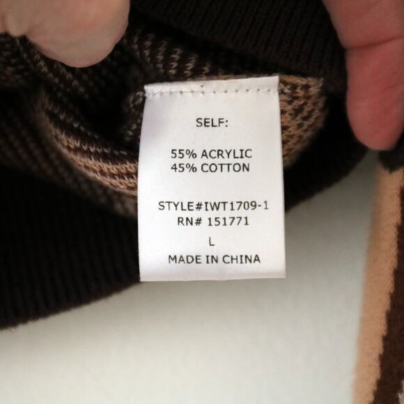 NWOT Altar'd State Beige Brown Retro Hearts Cropped Sweater Large - Picture 6 of 6